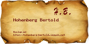 Hohenberg Bertold névjegykártya